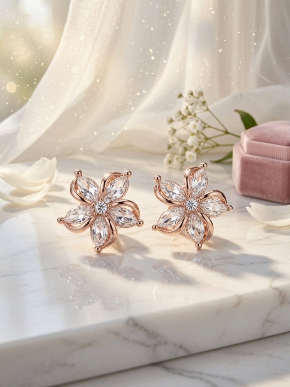 Brand New Rose Gold Stud Earrings - Picture 12 of 17